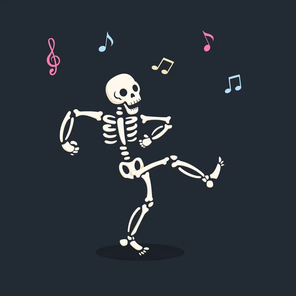 Engraçado Dança Desenho Animado Esqueleto Ilustração — Vetor de Stock