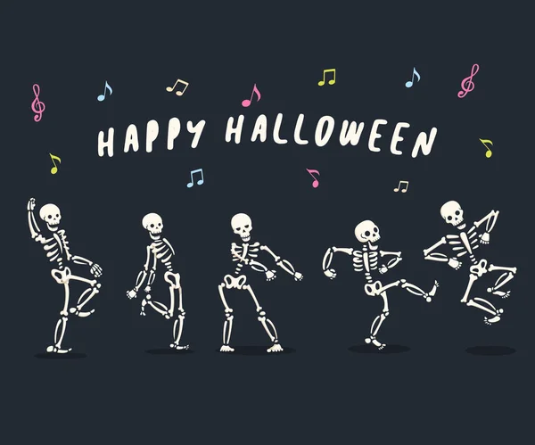 Funny Dancing Cartoon Skeleton Illustration — Stock Vector