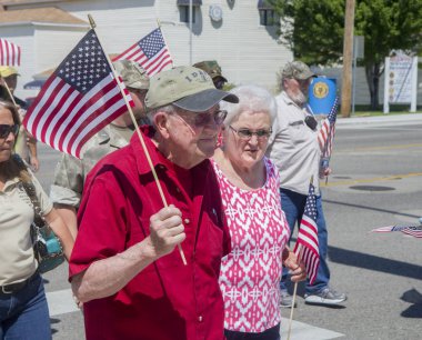Meridian, Idaho/Usa - 30 Temmuz 2016: Yürüyüş sırasında meridyen polis departmanına destek yürüyüşü