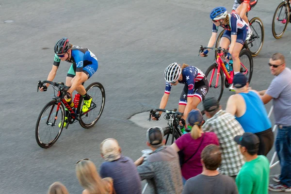 Boise Idaho July 2018 Bikers Racing Crowd Boise Twilight Criterium — Stock Photo, Image