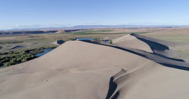 Luchtfoto van bruneau zandduinen — Stockvideo