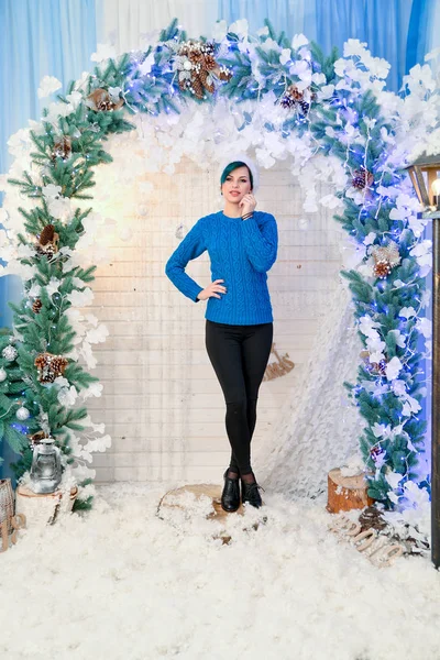 Güzel genç kızı Noel photoshoot