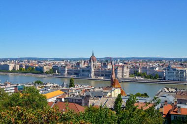 Budapeşte 'deki kaleden Danube manzarası, Hungary