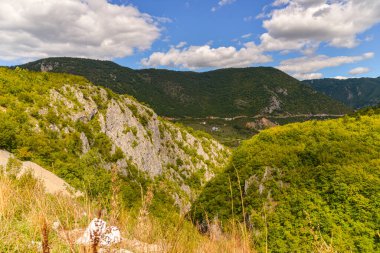 Dağlardaki dağ nehrinin güzel manzarası