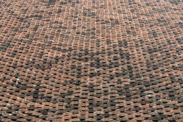 ベトナムの寺院の屋根瓦いくつかのオレンジ いくつかの黒 老けて見える — ストック写真