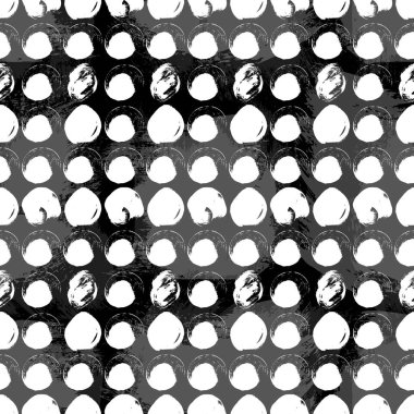 Daireler ile Dikişsiz siyah-beyaz desen