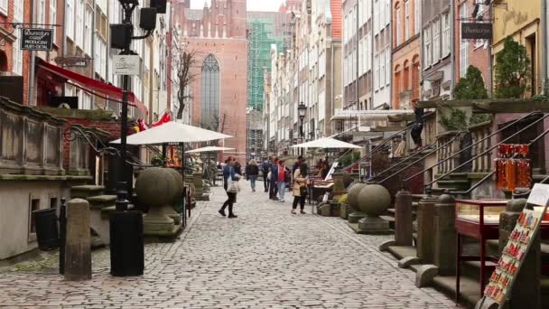 Gdansk Polonya. Eski Şehir Merkezi. Tarihi binalar — Stok video