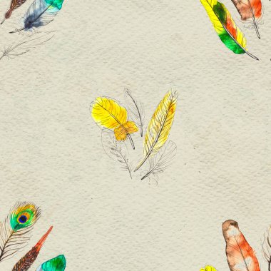 Suluboya tüyleri pürüzsüz desen. Elle boyanmış doku