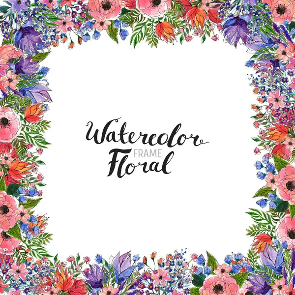 Watercolor Flower Border — Stock Photo, Image