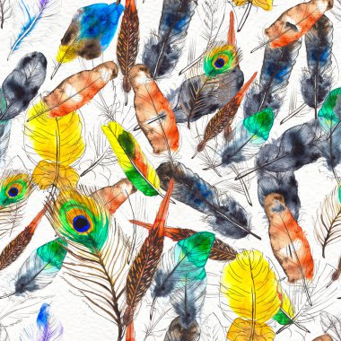 Suluboya tüyleri pürüzsüz desen. Elle boyanmış doku