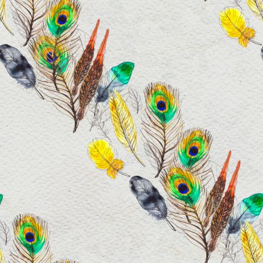 Suluboya tüyleri pürüzsüz desen. Elle boyanmış doku