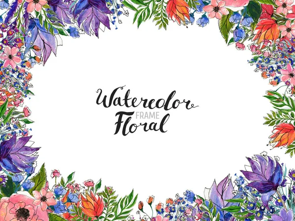 Watercolor Flower Border — Stock Photo, Image