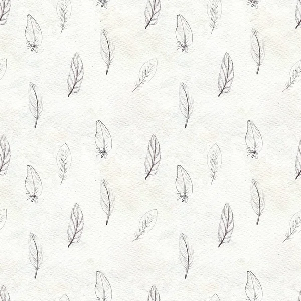 Watercolor feathers seamless pattern. Hand painted texture — Stock Photo, Image