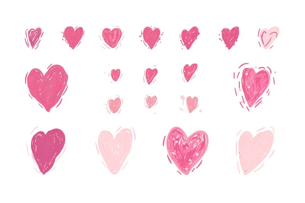 Coeurs vectoriels. Le jour de la Saint Valentin. Style sketchy — Image vectorielle