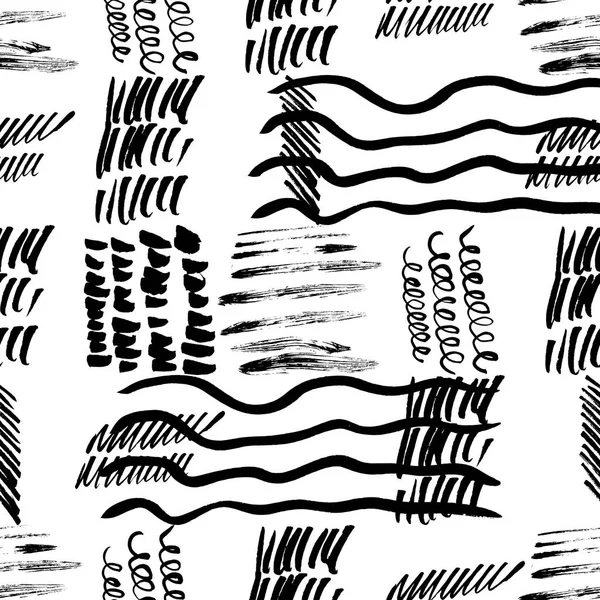 Nahtlose Muster von Hand mit einem Pinselstrich gezeichnet. abstrakte Pinselstriche Vektor Illustration. — Stockvektor
