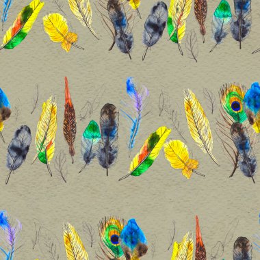 Suluboya tüyleri pürüzsüz desen. Elle boyanmış doku