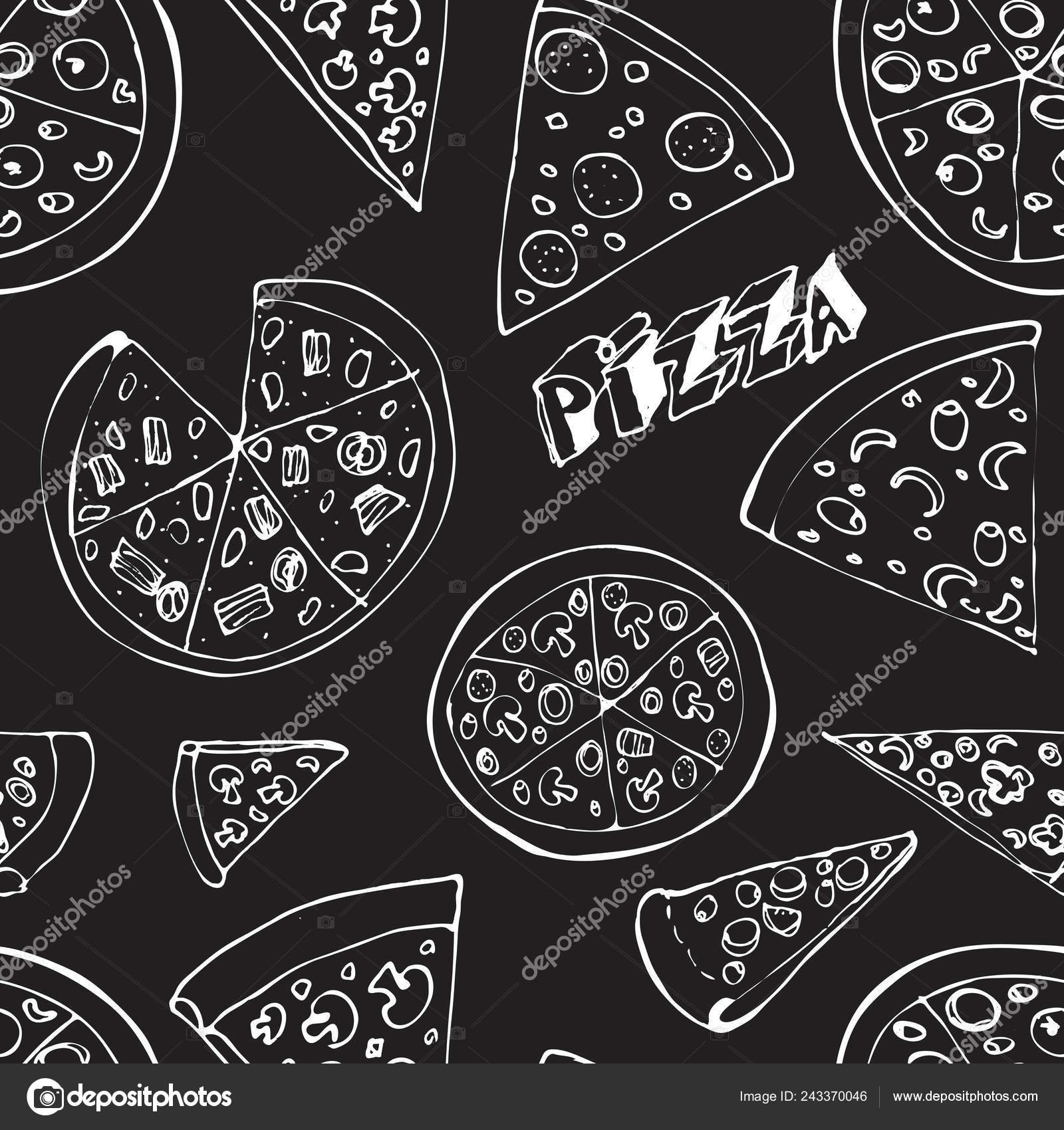 Seamless Pattern With Hand Drawn Pizza Slices Stock Vector C Lolya1988 243370046