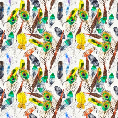 Suluboya tüyleri pürüzsüz desen. Elle boyanmış doku