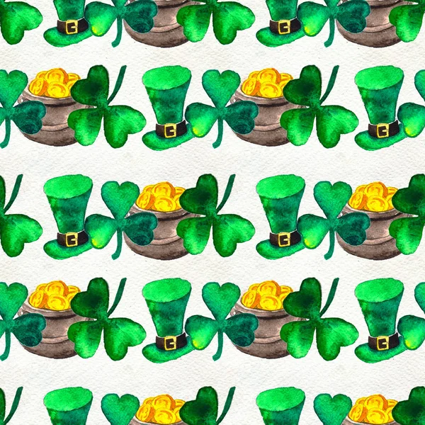 Sömlös handritad bakgrund med St Patricks Day symboler — Stockfoto