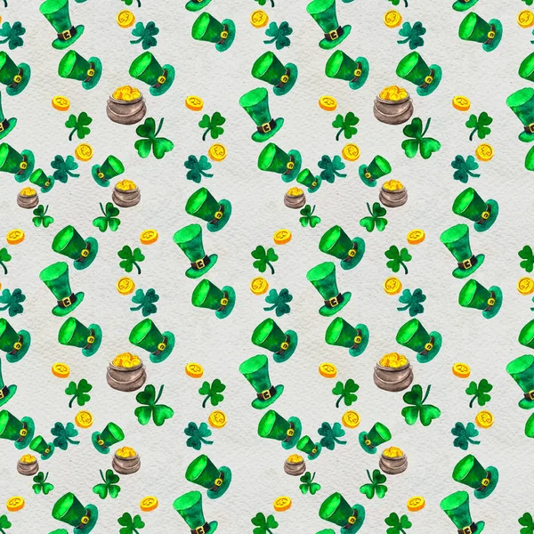 Nahtloser handgezeichneter Hintergrund mit St. Patricks Day Symbolen — Stockfoto