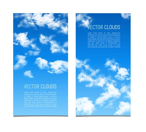 Zestaw banerów wektor z blue sky i chmury realistyczne. — Wektor stockowy