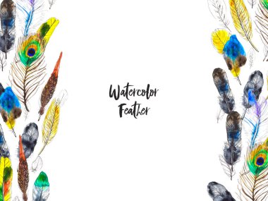 Beyaz arkaplanda renkli tüylü suluboya çerçeve