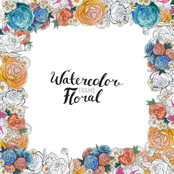 Watercolor Flower Border — Stock Photo, Image