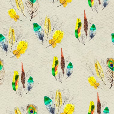 Suluboya tüyleri pürüzsüz desen. Elle boyanmış doku