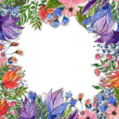 Suluboya Çiçek Kenarlığı