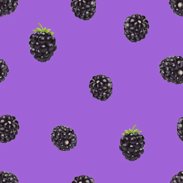 Blackberry seamless pattern. 3d realistic vector berries. — Stock Vector