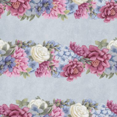 Çiçeksiz suluboya desen. El boyaması çiçekler, tebrik kartı şablonu veya ambalaj kağıdı