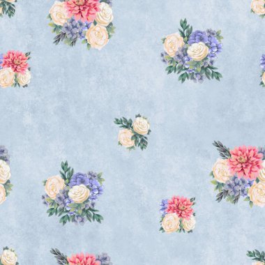 Çiçeksiz suluboya desen. El boyaması çiçekler, tebrik kartı şablonu veya ambalaj kağıdı