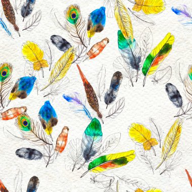 Suluboya tüyleri pürüzsüz desen. Elle boyanmış doku