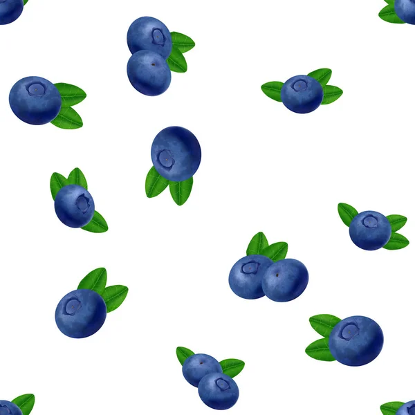 无缝蓝莓图案。3d 现实向量浆果 — 图库矢量图片