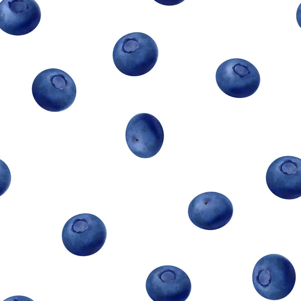 Pola blueberry tak berjahit. beri vektor realistik 3d - Stok Vektor