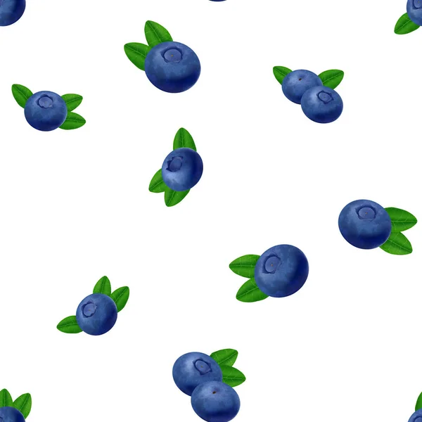 Seamless blueberries Pattern. 3d realistic vector berries — Stock Vector