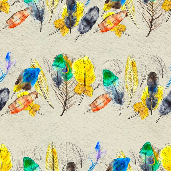 Suluboya tüyleri pürüzsüz desen. Elle boyanmış doku