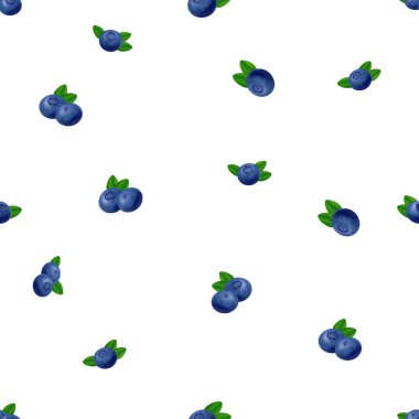 Dikişsiz yaban mersini deseni. 3D gerçekçi vektör çilek