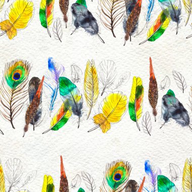 Suluboya tüyleri pürüzsüz desen. Elle boyanmış doku