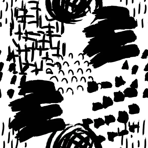 Modèle sans couture vectoriel. Fond abstrait avec coups de pinceau. Encre peinte à la main texture — Image vectorielle