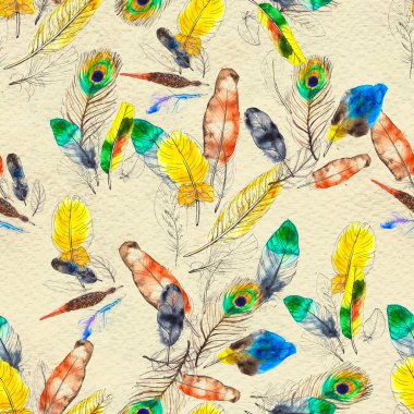 Suluboya tüyleri pürüzsüz desen. Elle boyanmış doku