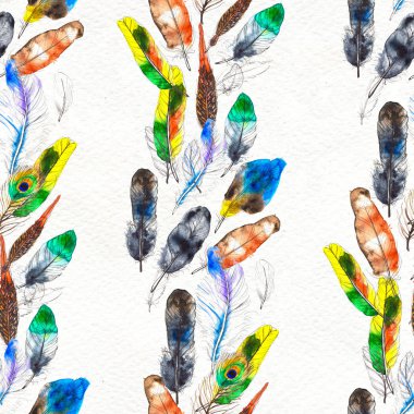 Suluboya tüyleri pürüzsüz desen. Elle boyanmış doku