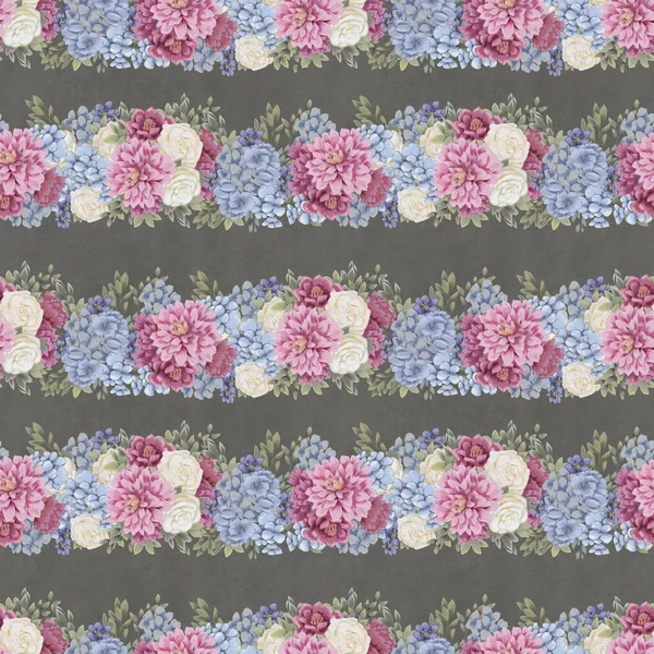 Watercolor floral seamless pattern. Hand painted flowers, greeting card template or wrapping paper — Stock Photo, Image