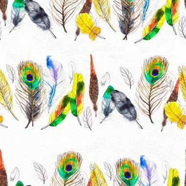 Suluboya tüyleri pürüzsüz desen. Elle boyanmış doku