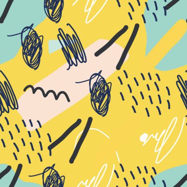 Vektör dikişsiz desen. Fırça darbeleriyle soyut sarı arka plan.