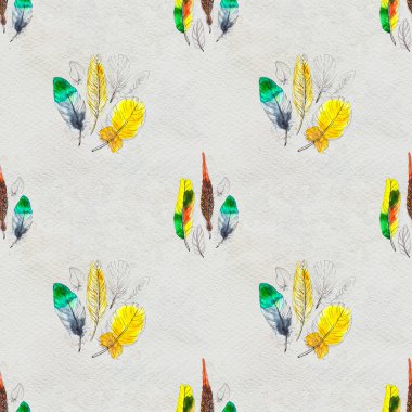 Suluboya tüyleri pürüzsüz desen. Elle boyanmış doku