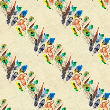 Suluboya tüyleri pürüzsüz desen. Elle boyanmış doku