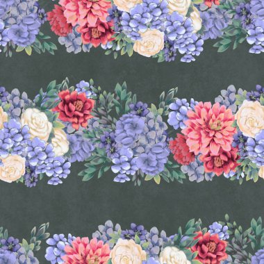 Çiçeksiz suluboya desen. El boyaması çiçekler, tebrik kartı şablonu veya ambalaj kağıdı