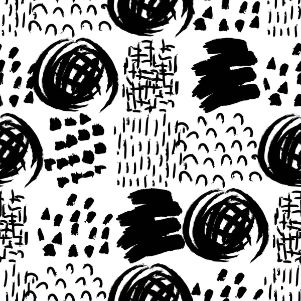 Vektor nahtlose Muster. abstrakter Hintergrund mit Pinselstrichen. Tusche bemalt handgemachte Textur — Stockvektor