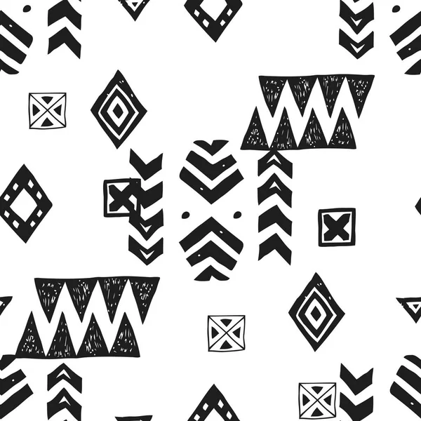 Bezszwowy wzór etniczny. Tribal wektor streszczenie monochromatyczne tło — Wektor stockowy